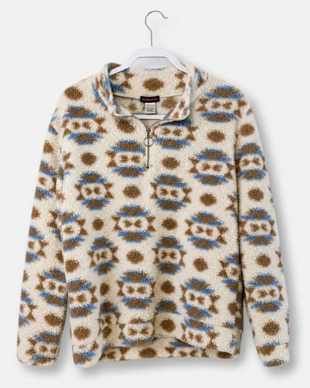 Half Zip Pullover Aztec Print Fleece Jacket